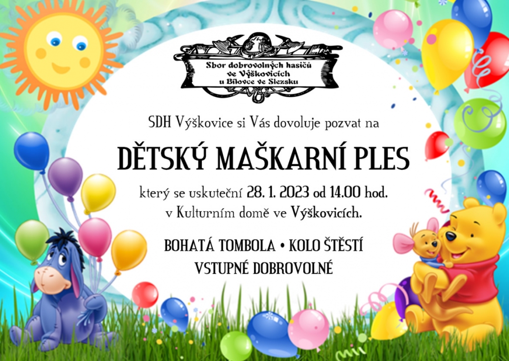 Dětský maškarní ples - sobota 28. 1. 2023